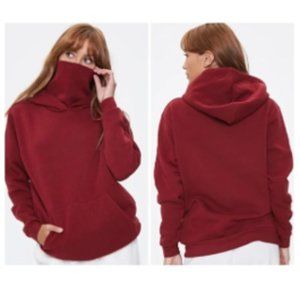 Forever 21+ Sweatshirt Turtleneck Hoodie Kangaroo Pocket -Maroon -2X - EUC